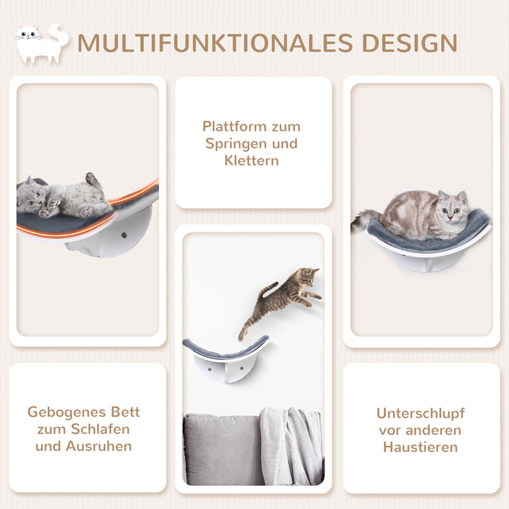 Katteseng væghængt katteseng kattehylde vægmonteret plyspude grå 41 x 28 x 21 cm