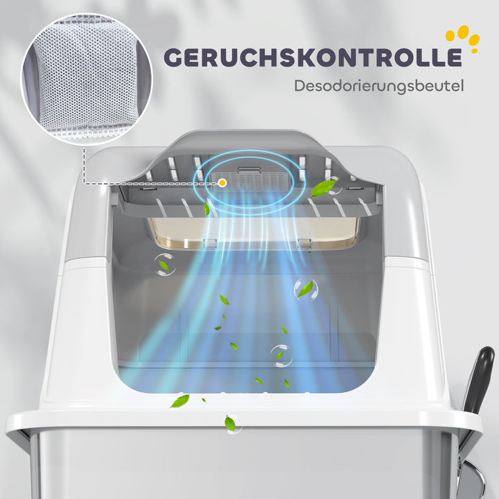 Kattebakke med låg, kattebakke, frontindgang og topudgang, rustfrit stål, op til 15 kg