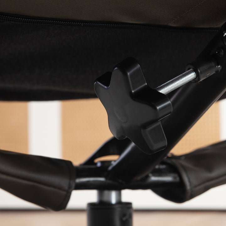 Lænestol med fodskammel, justerbar ryglæn, kunstlæder, op til 150 kg, grå