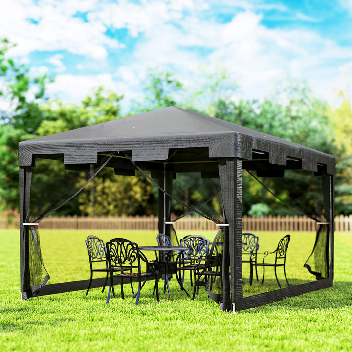 Pavilion havetelt 3 x 3 m, vejrbestandigt, foldbart, 395 cm x 295 cm x 255 cm, sort