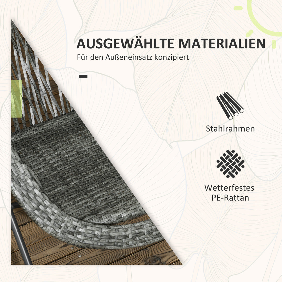 3-Delt havemøbelsæt i rattan med 2 stole og 1 klapbord, grå