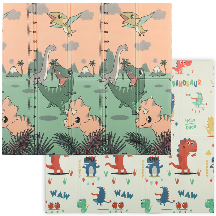 Babylegemåtte 196 x 176 x 1,5 cm sammenfoldelig dobbeltsidet krablemåtte flerfarvet