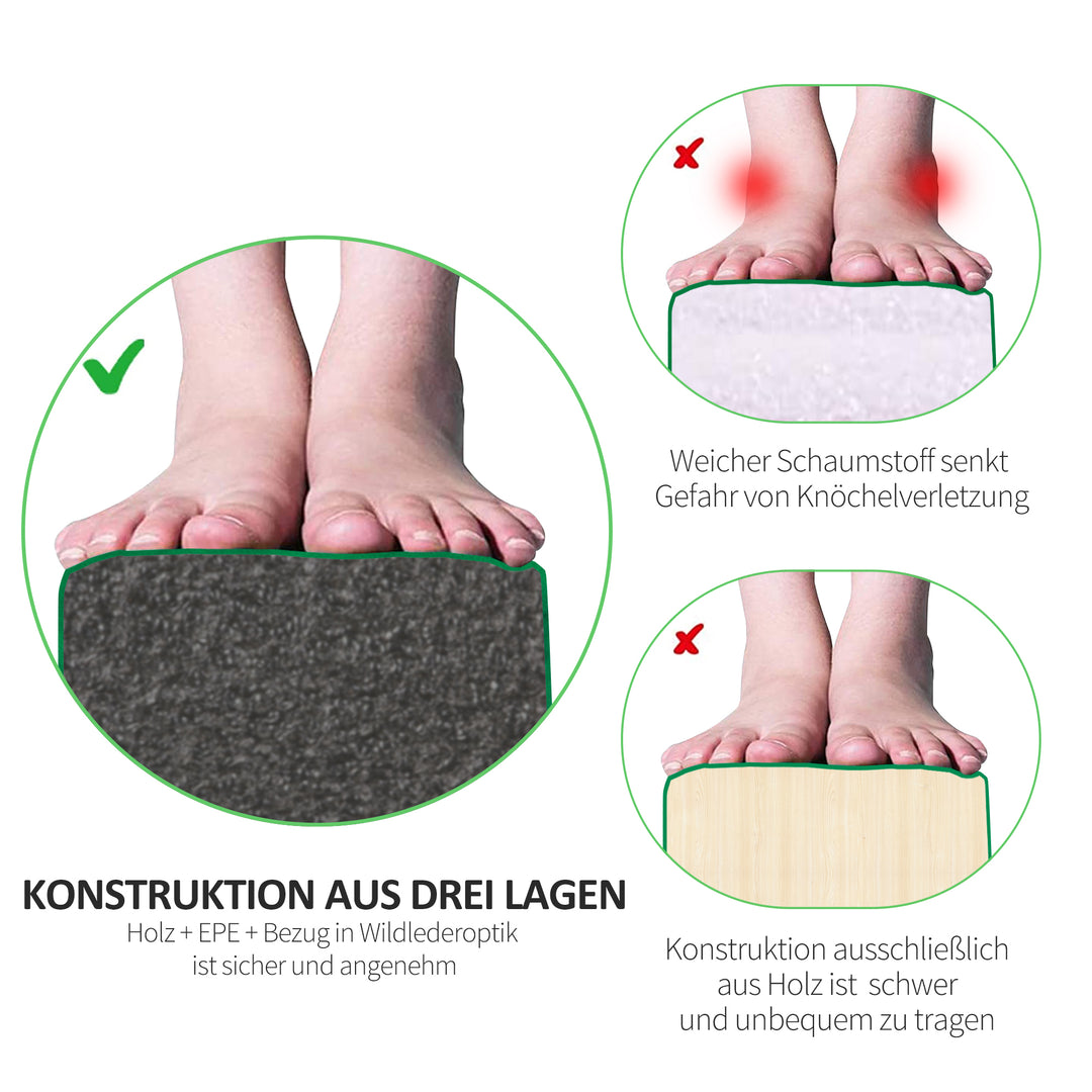 Sammenklappelig balancebom, skridsikker, ruskindsbetræk, robust træ, 210 x 10 x 6,5 cm, blå
