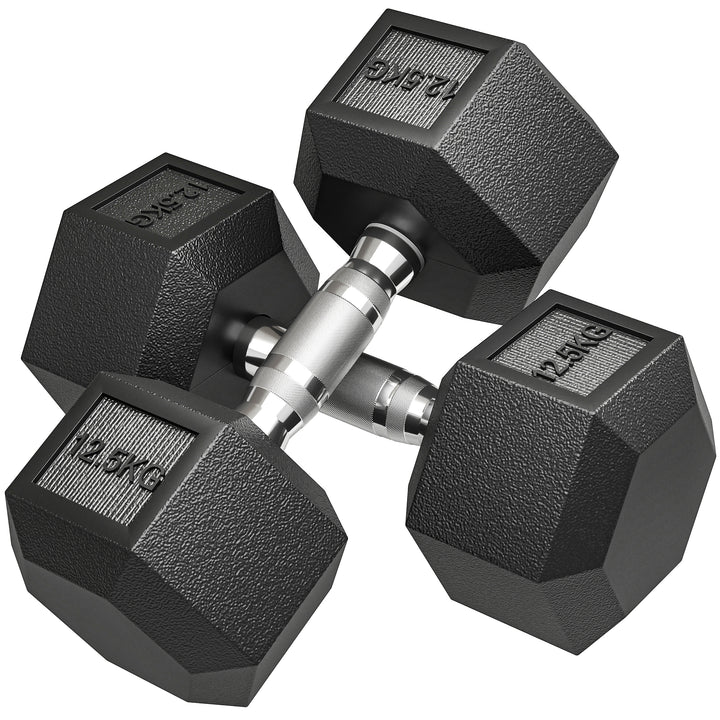 Håndvægte med riflet håndtag, støbejernshåndvægte, 2 x 12,5 kg til hjemmetræning, fitnesscenter, styrketræning