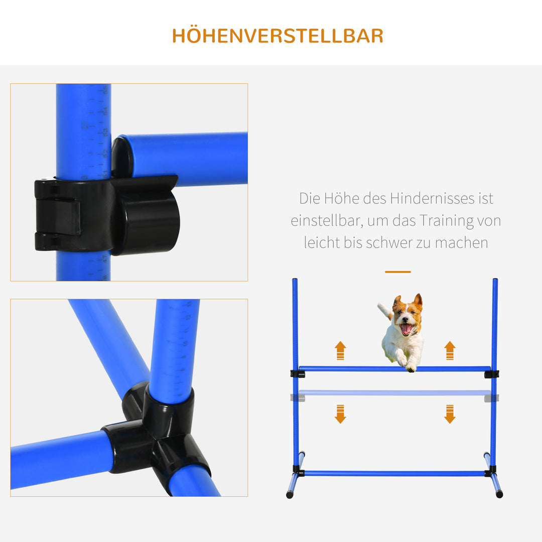 Agility set hunde 4-delt agilityudstyr til hundetræning plug-in forhindringssæt med 4 højdejusterbare forhindringer bæretaske koordinationstræning agilitysæt til spil træning