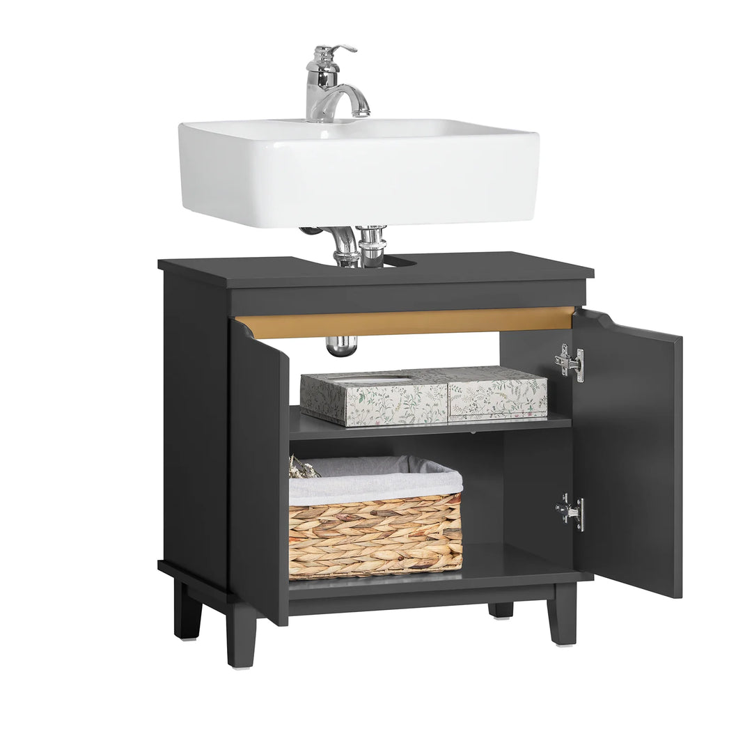 Underskab til håndvask med 2 døre, B60 x D30 x H59 cm, grå