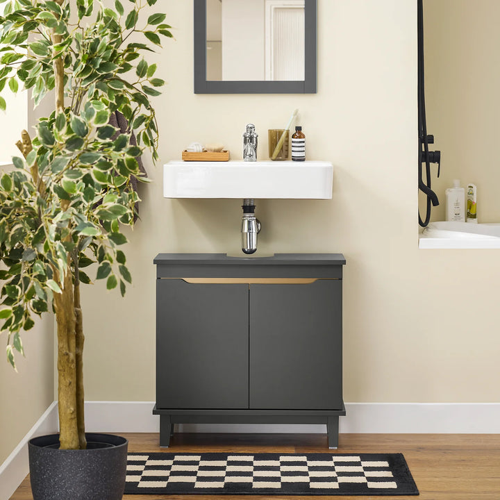 Underskab til håndvask med 2 døre, B60 x D30 x H59 cm, grå