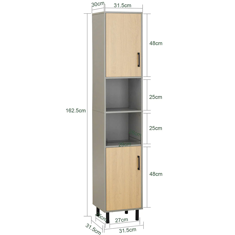 Højt skab med smart opbevaring til dit badeværelse, 32x32x163 cm