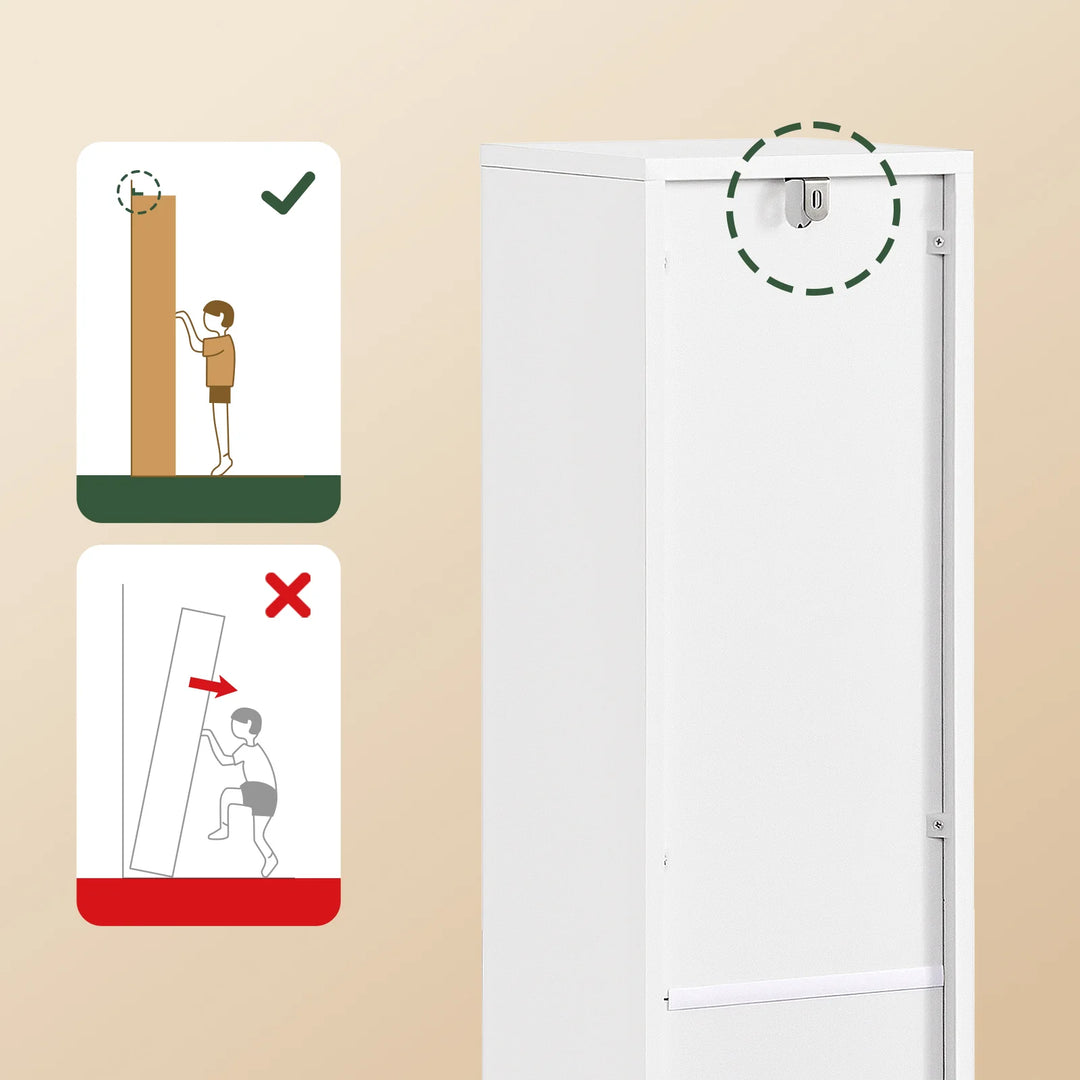 Stilfuldt badeværelsesskab til smalle rum i hvid (20 x 20 x 96 cm)