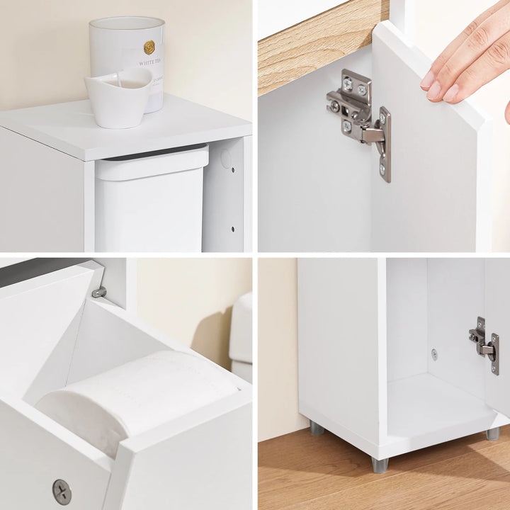 Stilfuldt badeværelsesskab til smalle rum i hvid (20 x 20 x 96 cm)