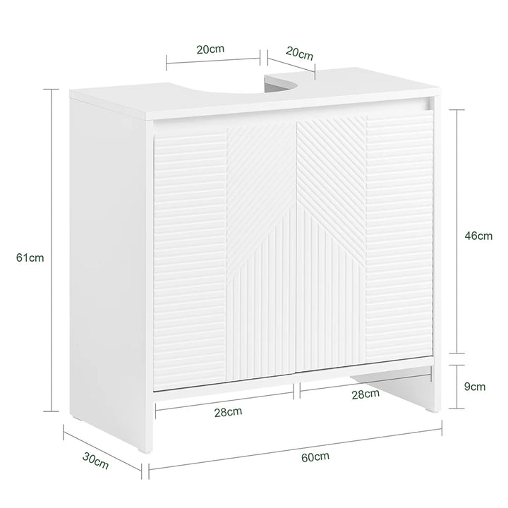 Elegant underskab i skandinavisk stil, L60xB30xH61 cm, hvid