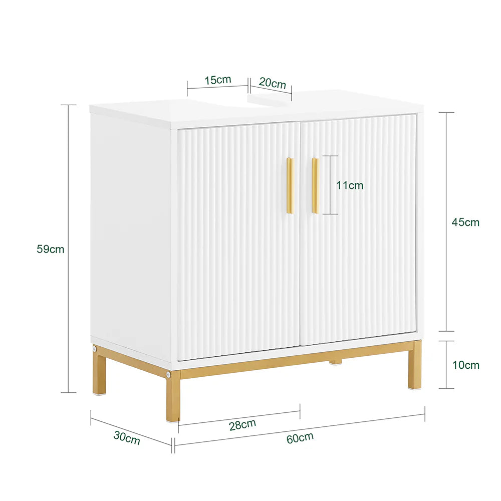 Elegant underskab til vask, L60xB30xH59cm, hvid