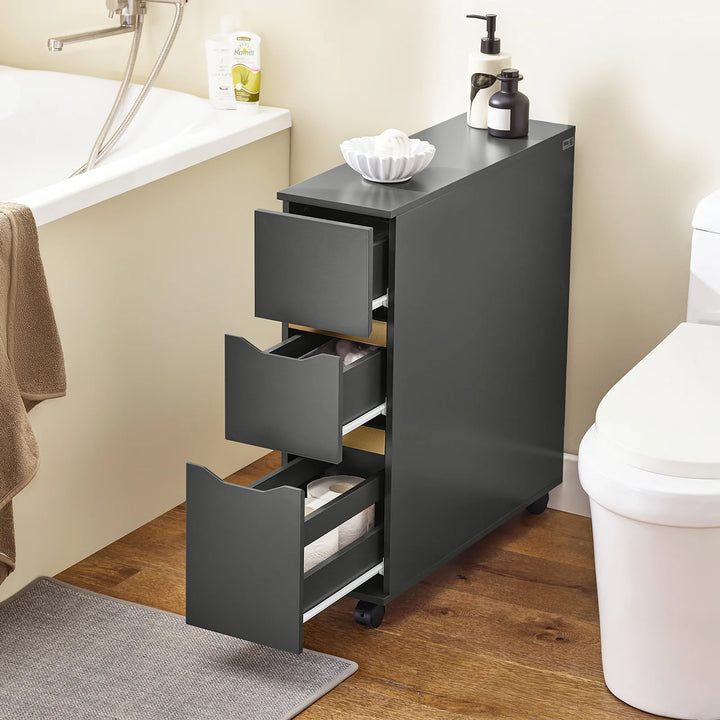 Smal vogn med 3 skuffer, 60 x 20 x 70 cm, mørkegrå