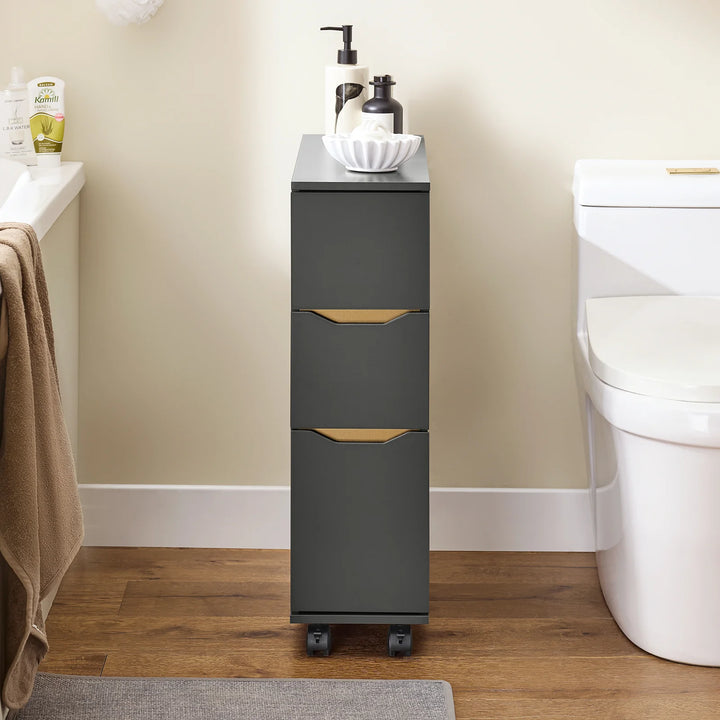 Smal vogn med 3 skuffer, 60 x 20 x 70 cm, mørkegrå