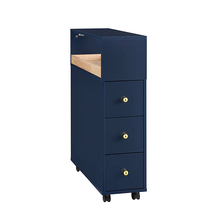 Smart rullevogn i trendy blå, kan bruges på badeværelset og i andre rum, B23 x D83 x H65 cm