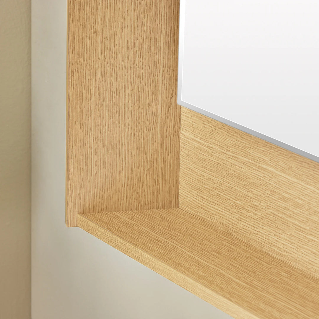 Badeværelsesmøbelsæt, 2 dele, hængeskab + spejl, 80x50x52 cm, naturfarvet