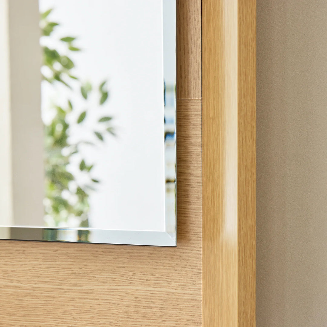 Badeværelsesmøbelsæt, 2 dele, hængeskab + spejl, 80x50x52 cm, naturfarvet