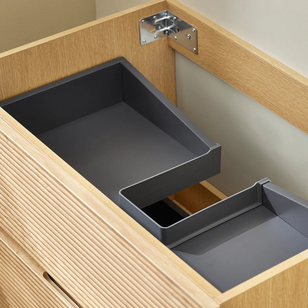 Badeværelsesmøbelsæt, 2 dele, hængeskab + spejl, 80x50x52 cm, naturfarvet