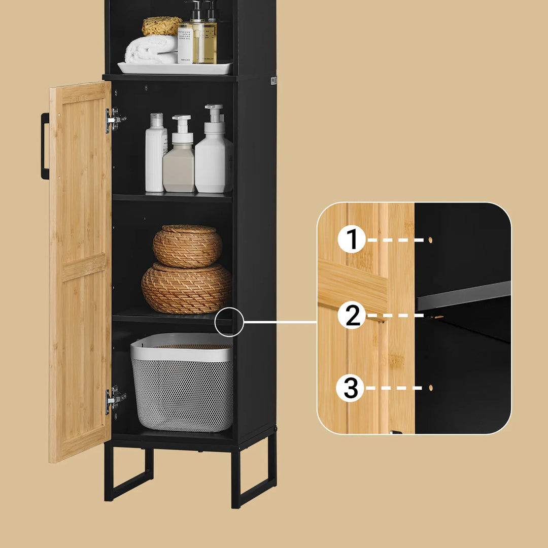 Praktisk underskab i bambus og metal til gæstetoilet eller lille badeværelse (60 cm)