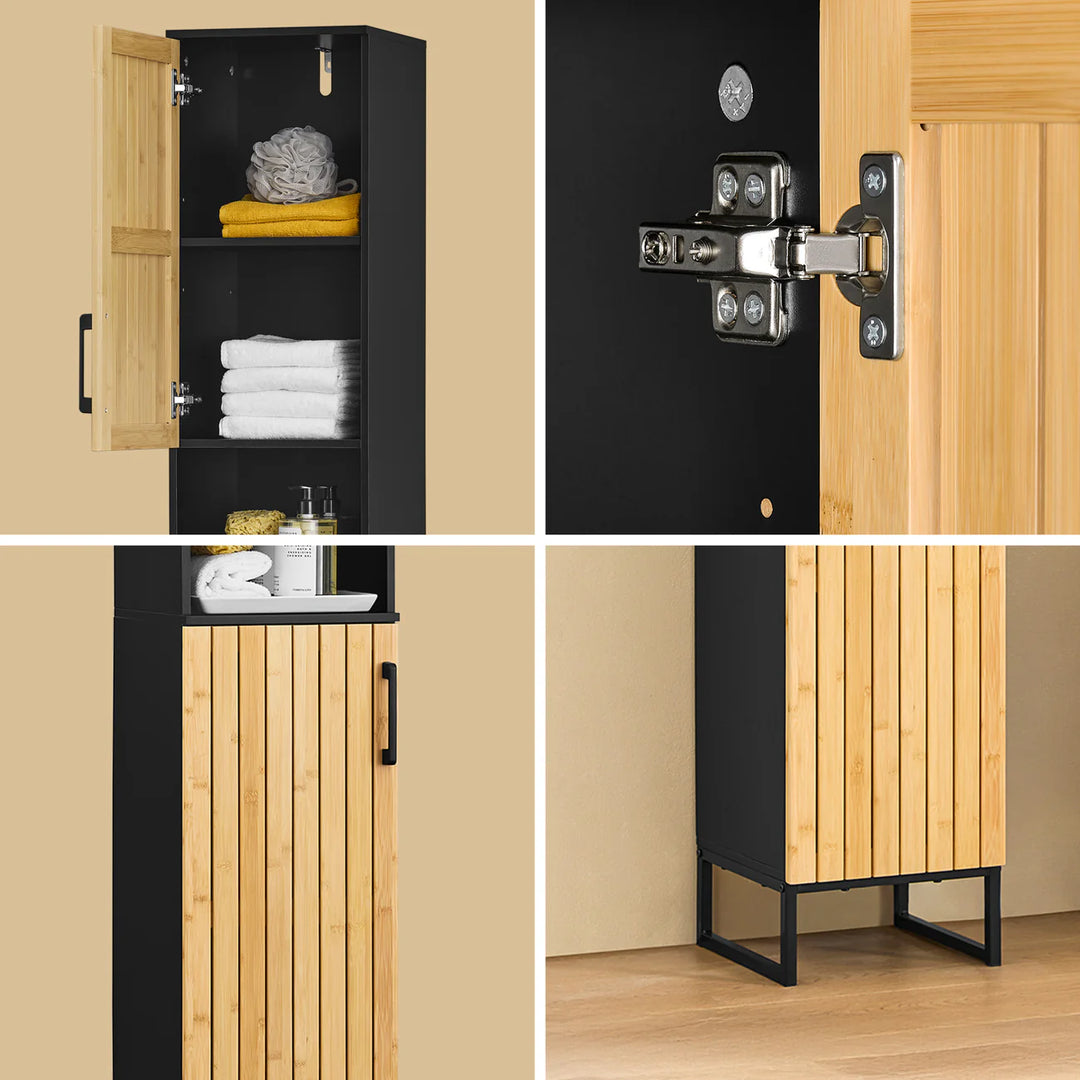 Praktisk underskab i bambus og metal til gæstetoilet eller lille badeværelse (60 cm)