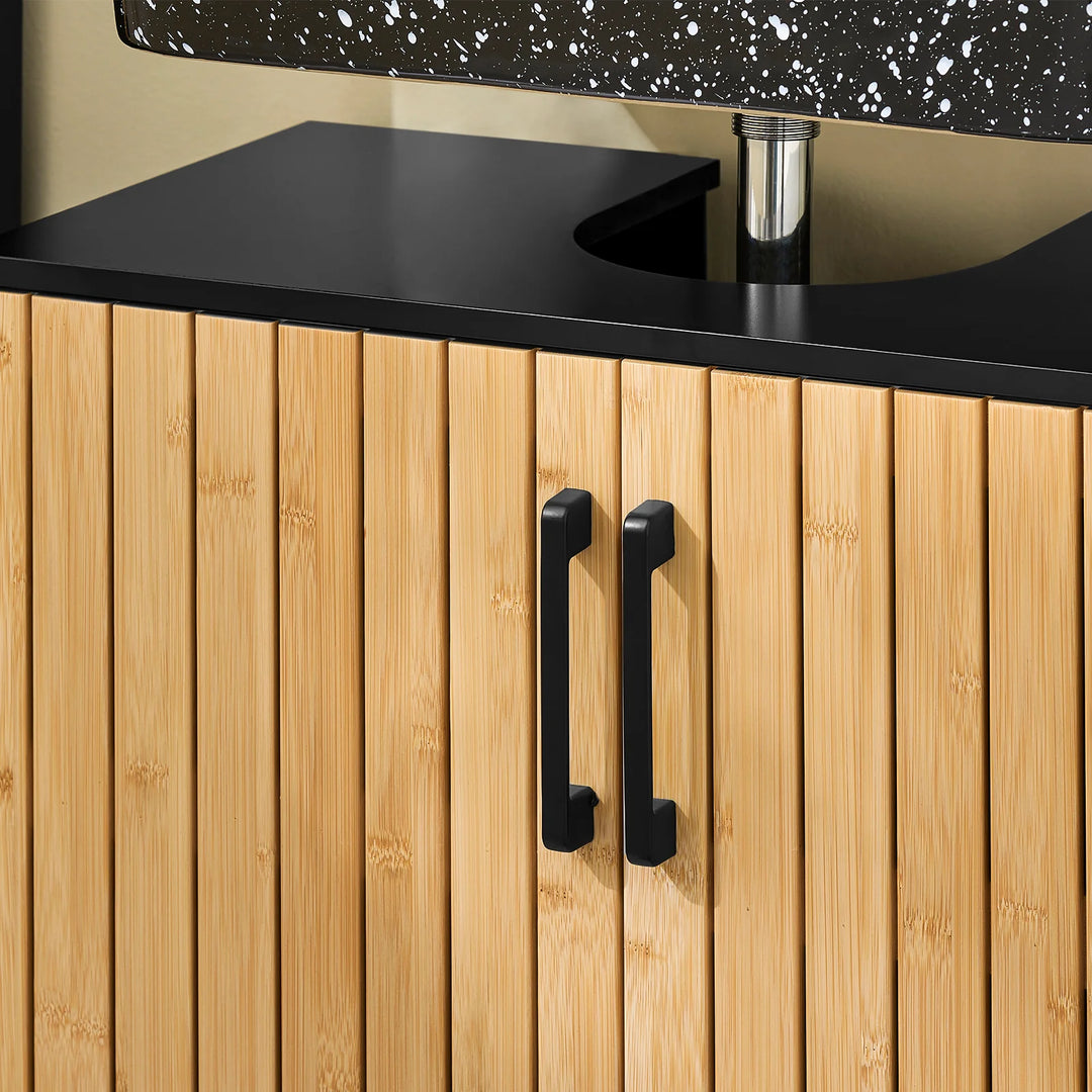 Praktisk underskab i bambus og metal til gæstetoilet eller lille badeværelse (60 cm)