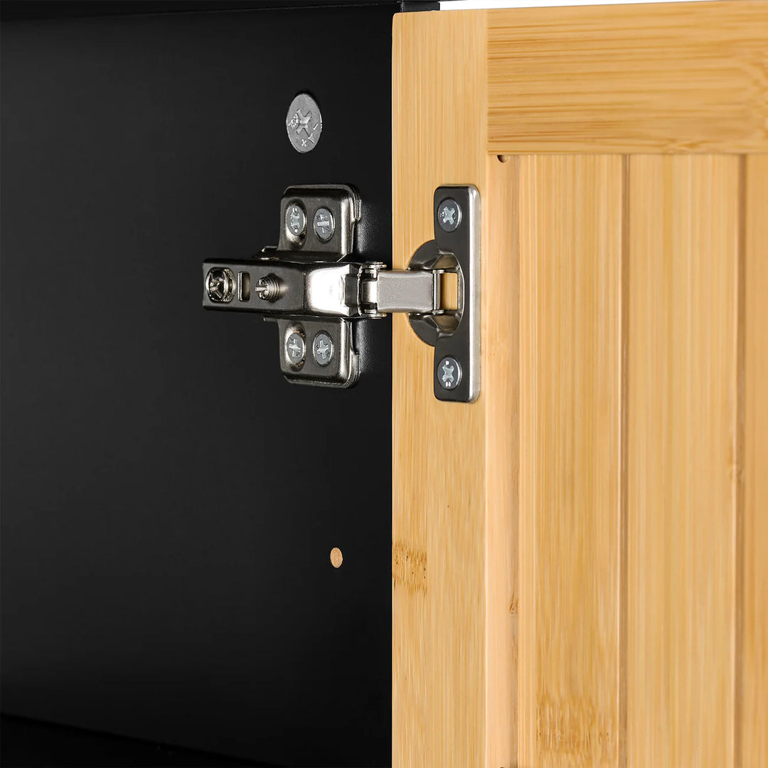 Slankt badeværelsesskab i bambusdesign (30 x 30 x 90 cm)