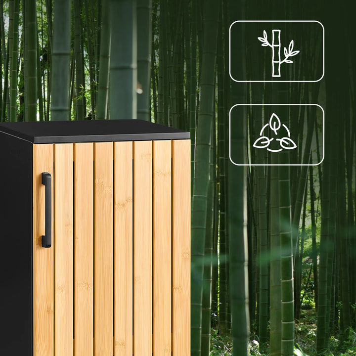 Slankt badeværelsesskab i bambusdesign (30 x 30 x 90 cm)