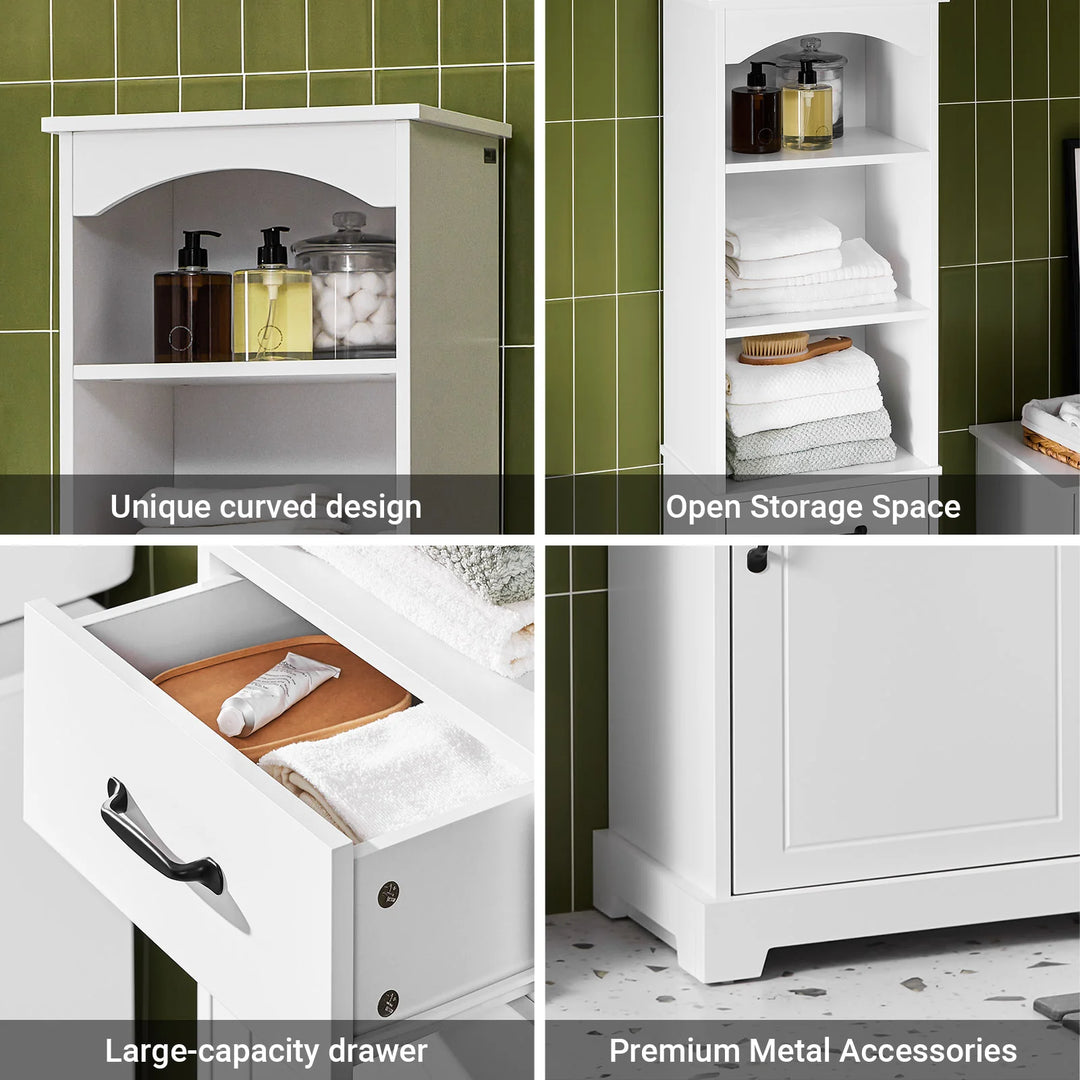Optimer pladsen på dit badeværelse med dette elegante skab i hvid (B42 x D30 x H173 cm)