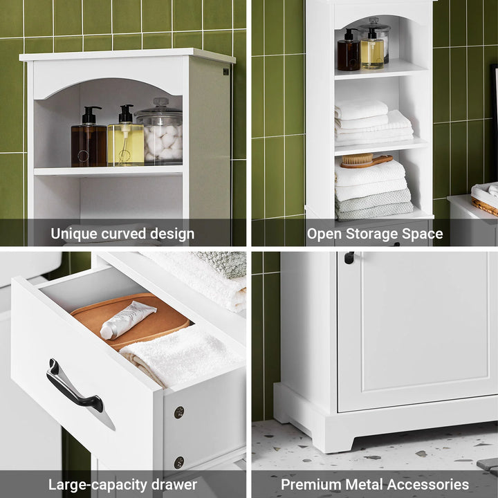 Optimer pladsen på dit badeværelse med dette elegante skab i hvid (B42 x D30 x H173 cm)