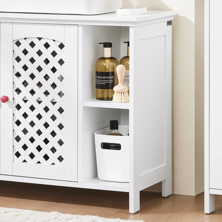 Underskab til håndvask: smart badeværelsesopbevaring med justerbare hylder, 80 x 31,5 x 60,5 cm, hvid