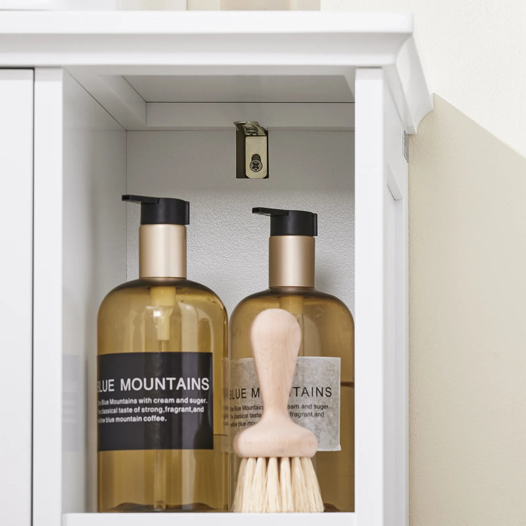 Underskab til håndvask: smart badeværelsesopbevaring med justerbare hylder, 80 x 31,5 x 60,5 cm, hvid