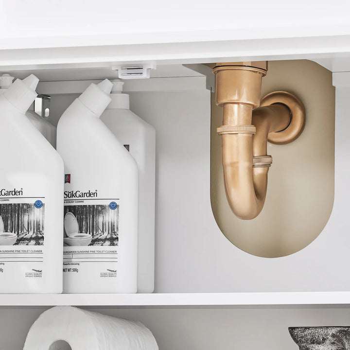 Underskab til håndvask: smart badeværelsesopbevaring med justerbare hylder, 80 x 31,5 x 60,5 cm, hvid