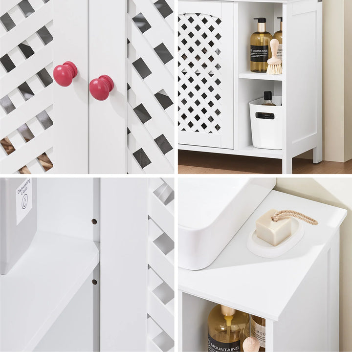 Underskab til håndvask: smart badeværelsesopbevaring med justerbare hylder, 80 x 31,5 x 60,5 cm, hvid