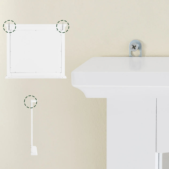 Spejl med hylde til badeværelset, 60 x 6 x 53,5 cm, hvid