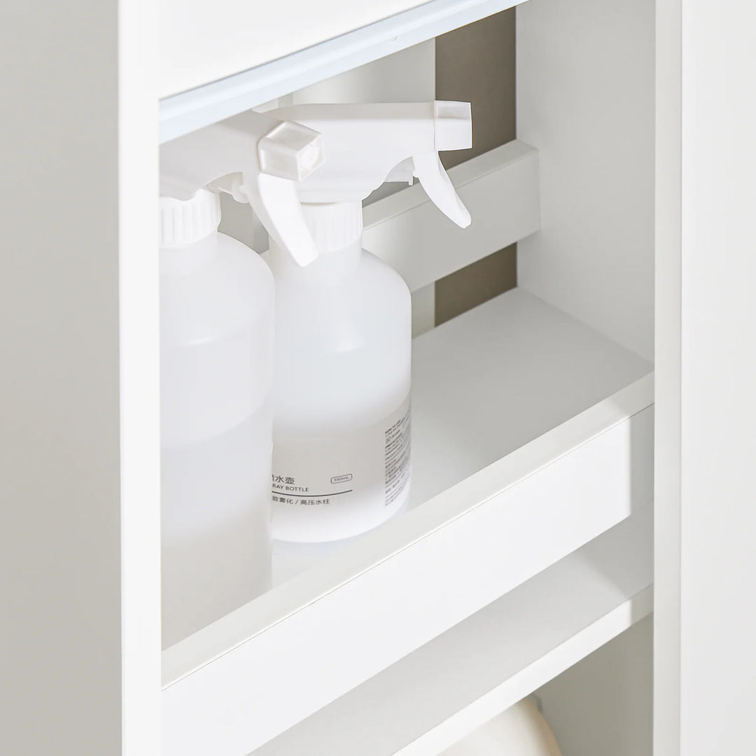 Badeværelsesskab med vasketøjsopsamler - badeværelsesskab med 1 skuffe, 2 vaskekurve og udtræksrum, smal højskab til badeværelsesmøbler kombination - 78 x 38 x 90 cm skab til badeværelse