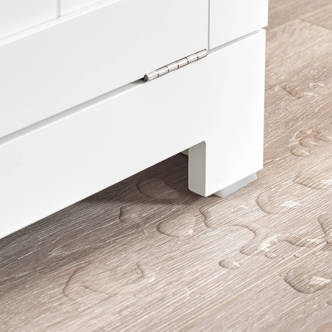 Badeværelsesmøbel til rodfri hverdag: skab med dobbelt vasketøjskurv og skuffer, 78x38x181 cm