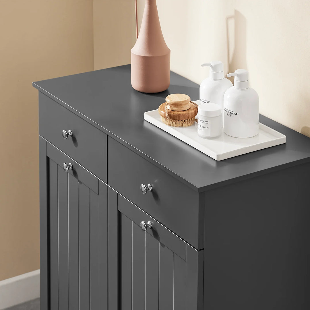 Badeværelsesskab med 2 vasketøjskurve, 78 x 38 x 91 cm, grå