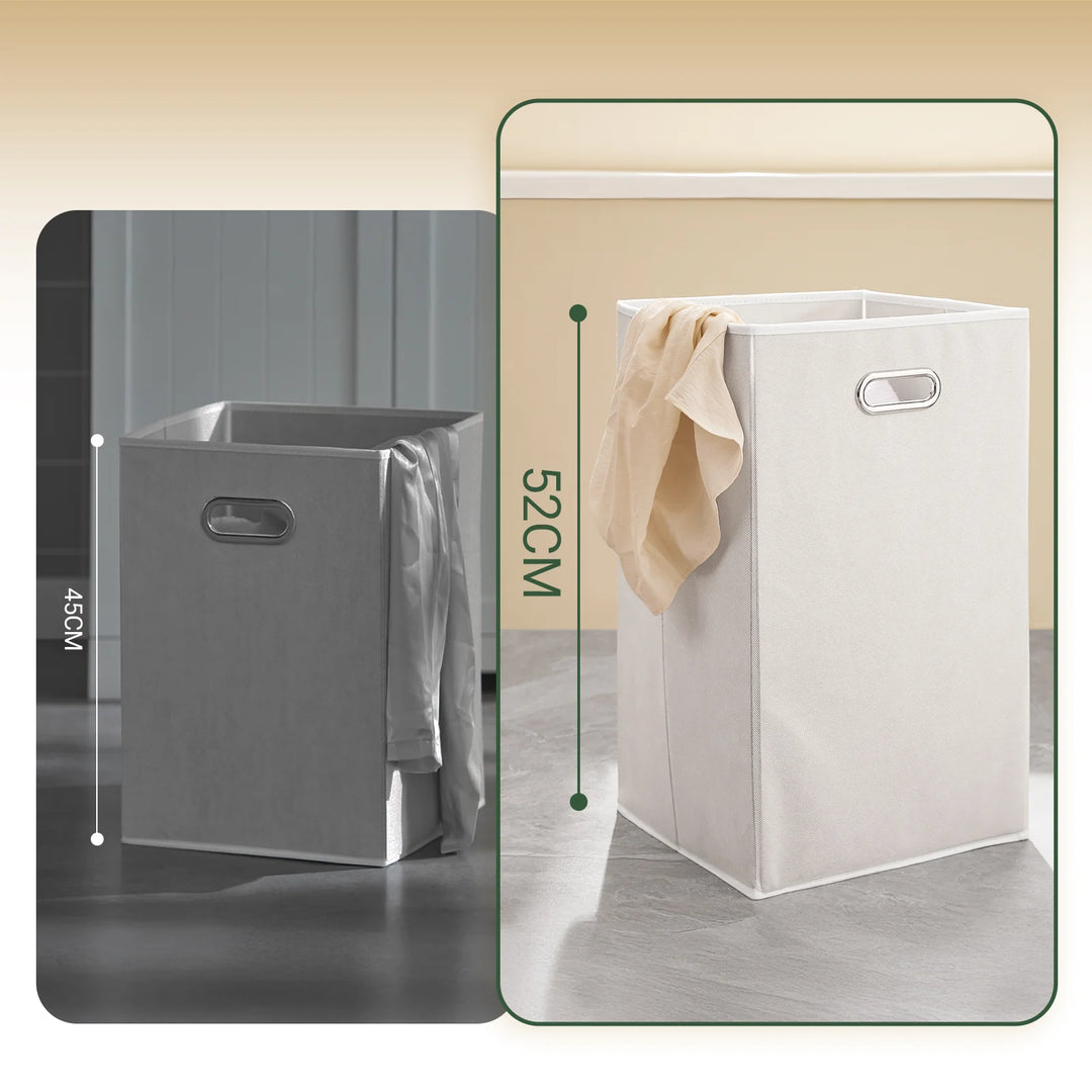 Badeværelsesskab med 2 vasketøjskurve, 78 x 38 x 91 cm, grå