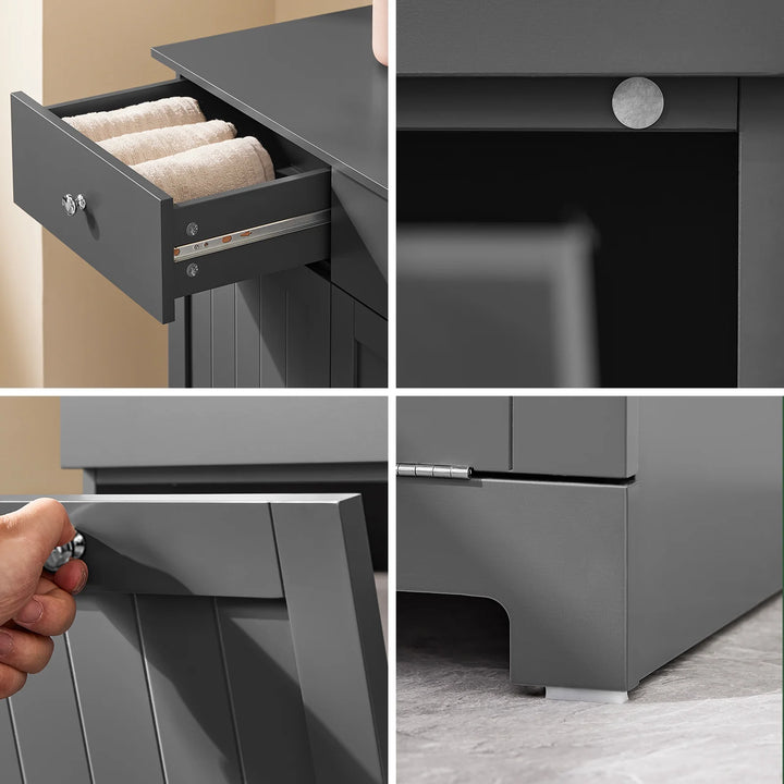 Badeværelsesskab med 2 vasketøjskurve, 78 x 38 x 91 cm, grå