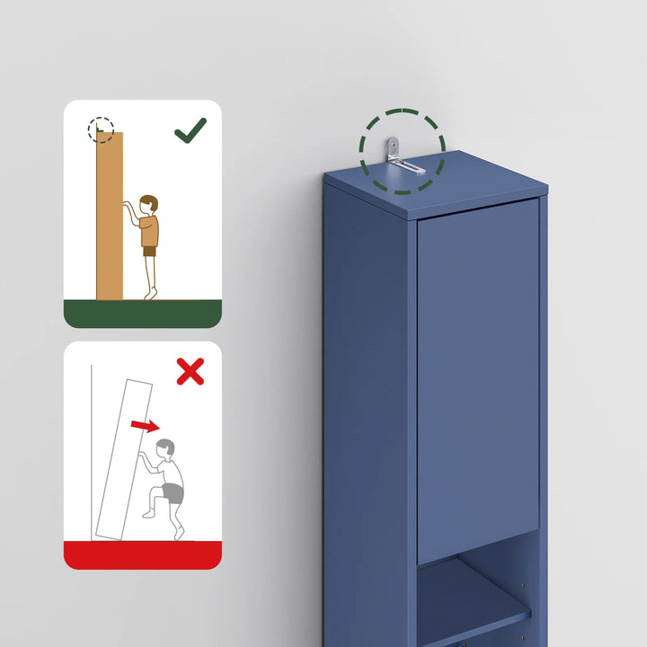 Pladsbesparende højskab til badeværelset, L20xB20xH180cm, blå