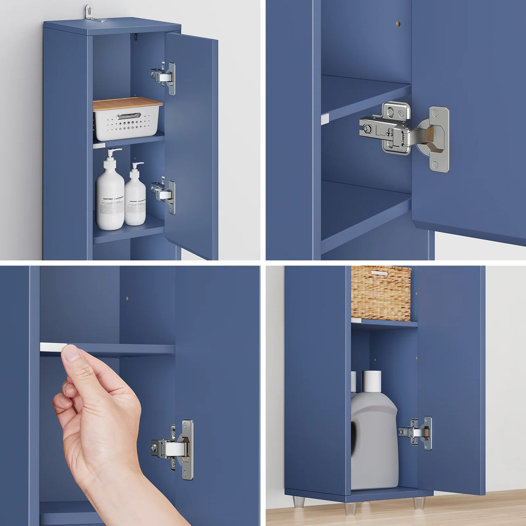Pladsbesparende højskab til badeværelset, L20xB20xH180cm, blå