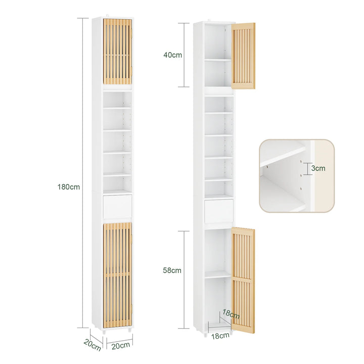 Optimer pladsen på dit badeværelse med dette elegante og funktionelle skab (20x20x180 cm)