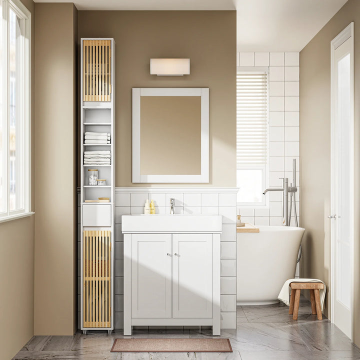 Optimer pladsen på dit badeværelse med dette elegante og funktionelle skab (20x20x180 cm)