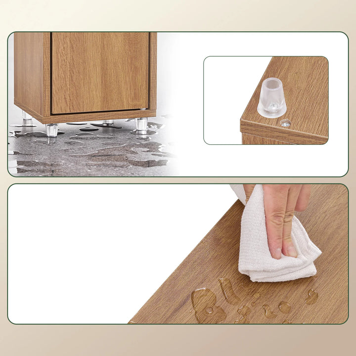 Stilfuldt badeværelsesskab i naturligt trælook (20 x 20 x 180 cm)