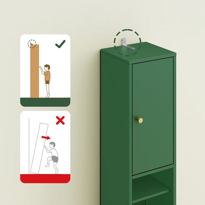 Maksimer pladsen med et elegant og slankt højskab i mørkegrøn (20 x 20 x 180 cm)