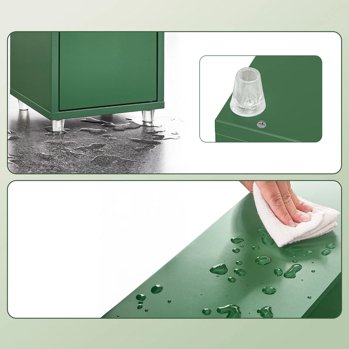 Maksimer pladsen med et elegant og slankt højskab i mørkegrøn (20 x 20 x 180 cm)