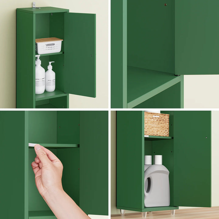 Maksimer pladsen med et elegant og slankt højskab i mørkegrøn (20 x 20 x 180 cm)