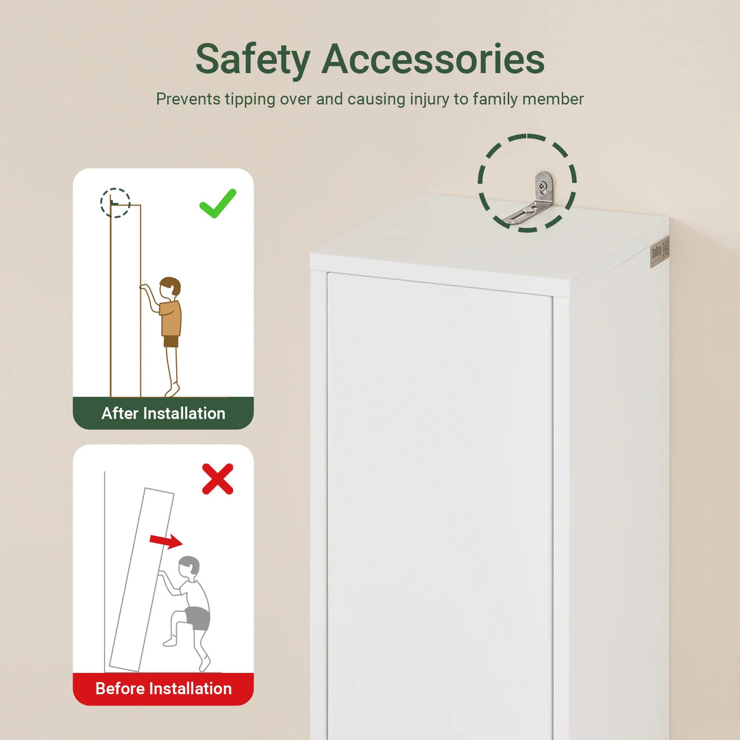 Stilrent og pladsbesparende badeværelsesskab, B20 x D20 x H180 cm, hvid