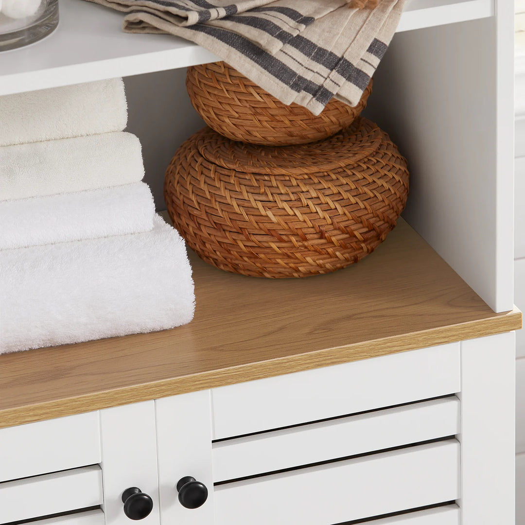 Rummeligt skab til badeværelset, skandi-stil, B60 x D30 x H82 cm, hvid