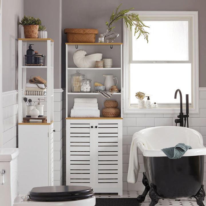 Rummeligt skab til badeværelset, skandi-stil, B60 x D30 x H82 cm, hvid